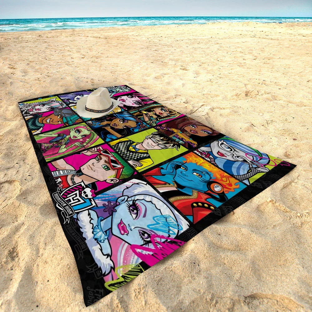 Anime M-Monster-High School Cartoon Towel Microfiber Beach Towel Absorbent Quick dry Soft Yoga Swimming Resort Mountain