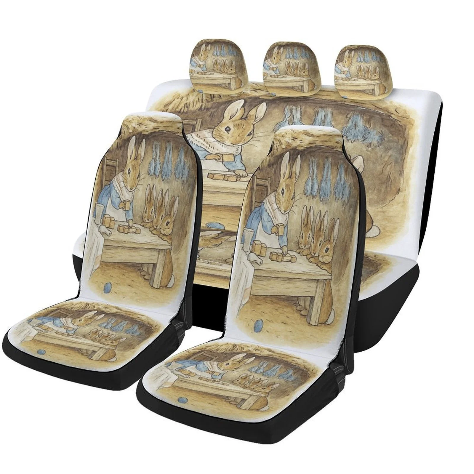 

Rabbit Kitchen Designed Car Seat Cover Set For Most Cars, Trendy Novelty High-quality Car Seat Protector Covers Full Set, Univer