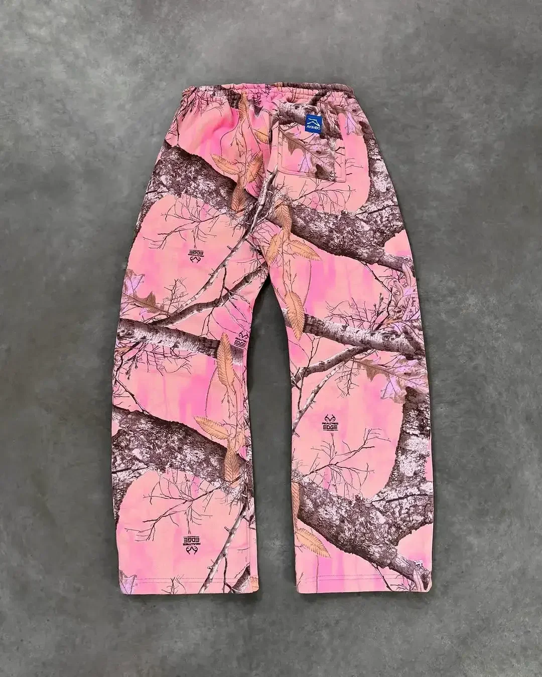 

Akimboclub Fashion Hoodie Pink Leaf Pattern Men Women Loose Sweatshirt American Street Casual Two Piece Set Hip Hop Unisex Pants