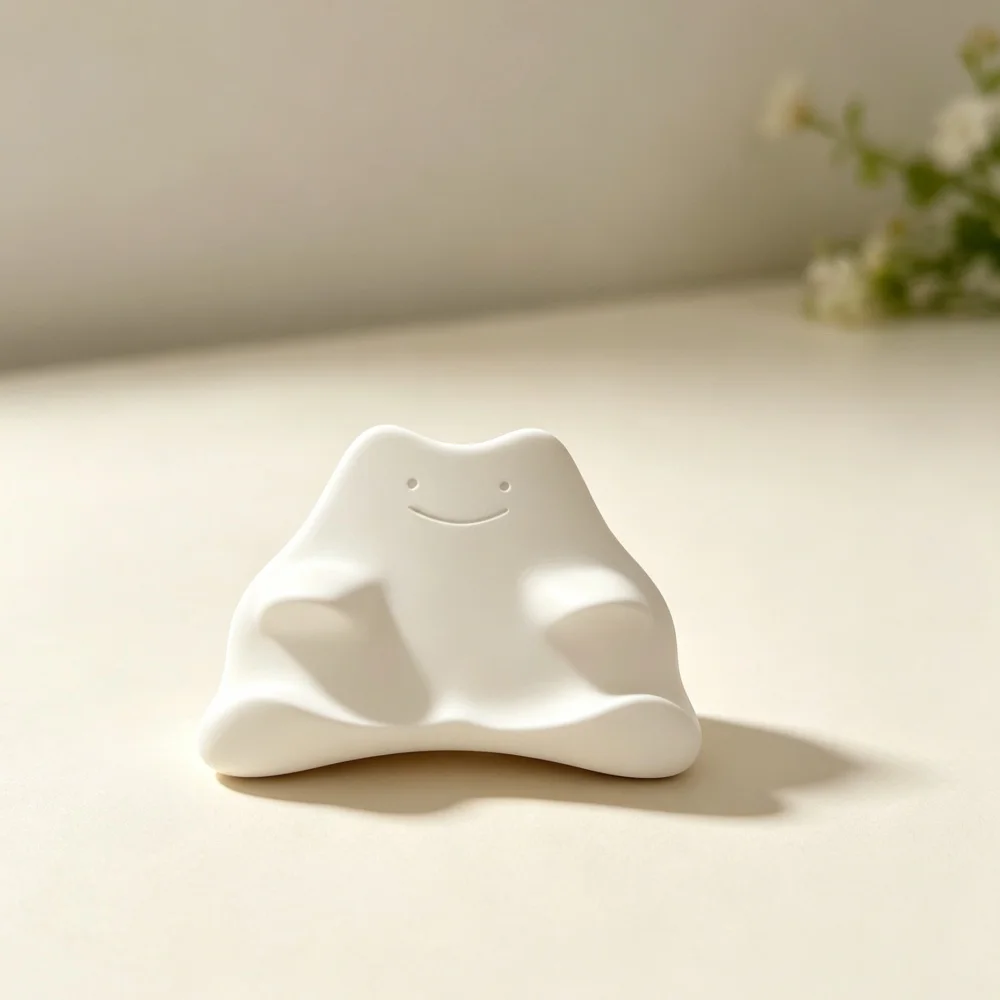 3D Printed White Smile Face Figurist Abstract Minimalist Sculpture For Desk Shelf And Whimsical Home Decor