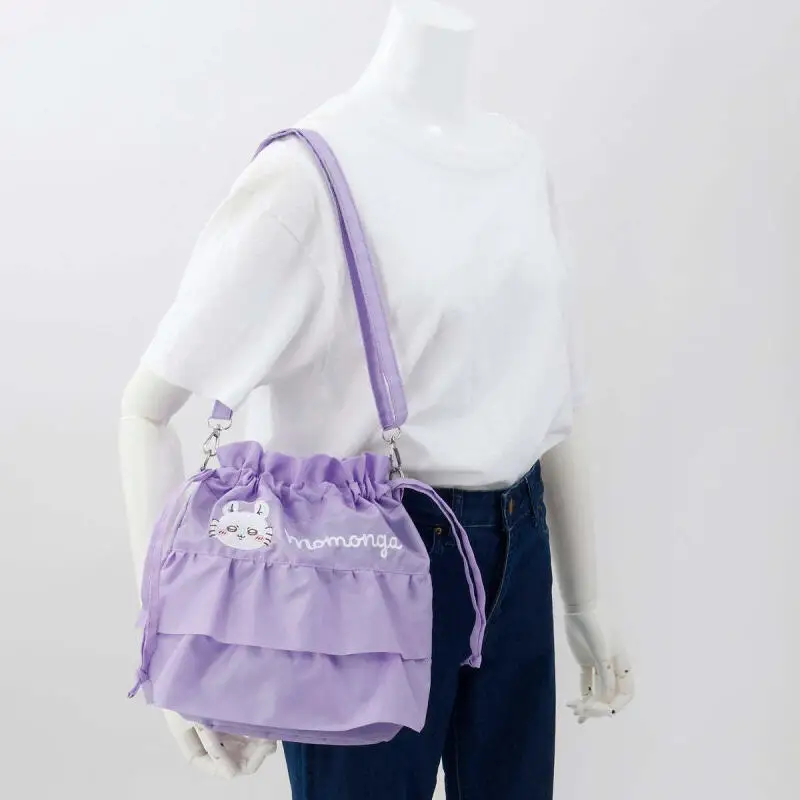 Girl New Chiikawa Ruffles Crossbody Bag Cartoon Cute Anime Figure Kawaii Drawstring Shoulder Bag Fresh Sweet Embroidery