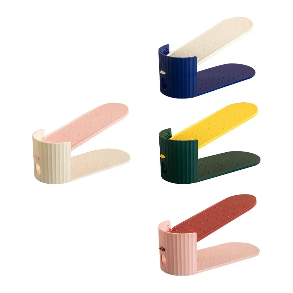 

4Pcs Adjustable Household Shoe Rack Shoes Organizer Storage Shelf 2-Layer Lightweight Space-Saving Shoe Holder