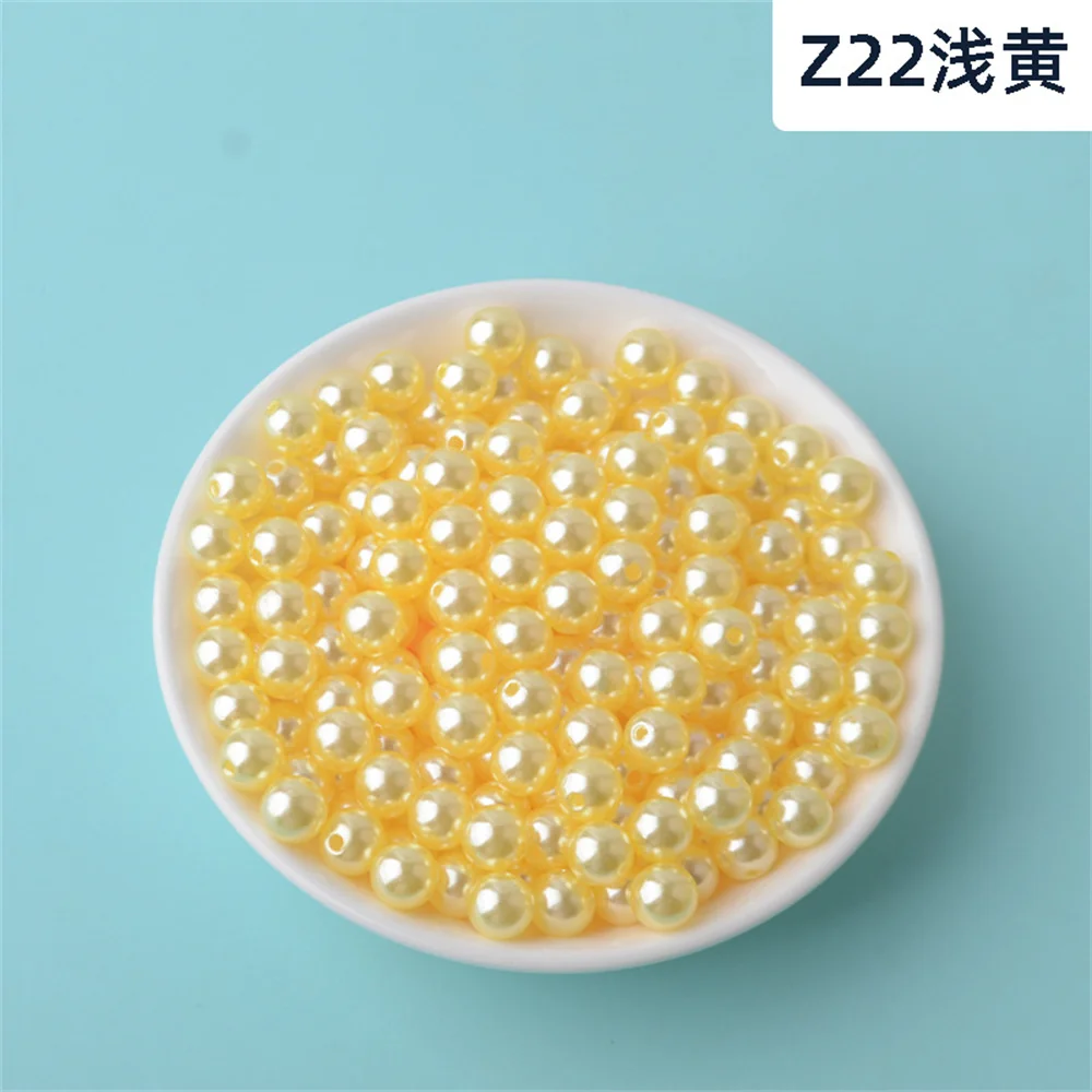 3mm-12mm Mix size Pure White/Pearl wtraight holes round imitazione perline di plastica per ricamo e creazione di gioielli