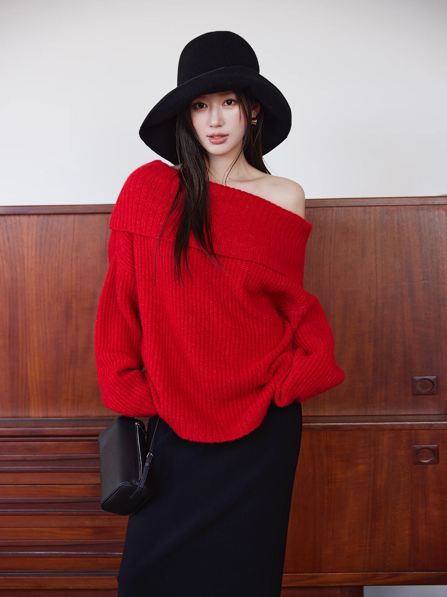 

Теплый вязаный свитер Polar Fce Romantic Muses Aosphere Convertible на одно плечо, свободный шерстяной повседневный свитер, повседневная одежда