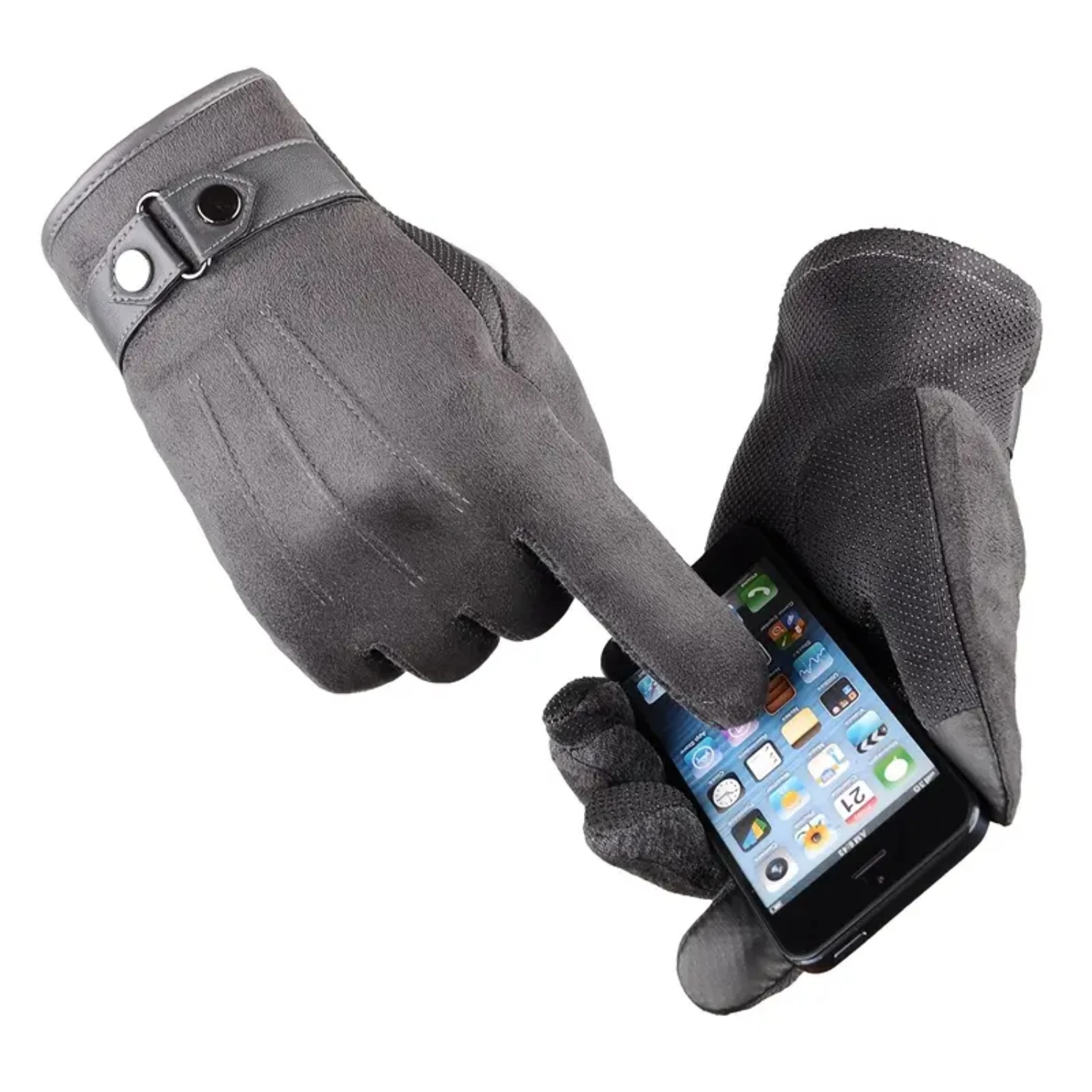 Stay connected outdoors with these cozy, stylish men's warm winter wool lined leather touch screen gloves. Perfect for driving i