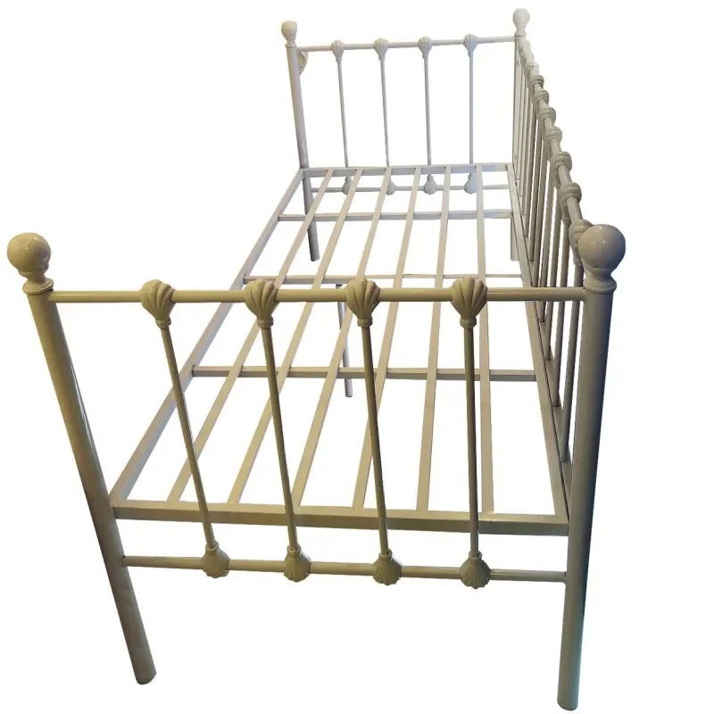 Metal Simple Iron Children's Bed with High Guardrail Widened Sofa  Boys and Girls Princess  No Box Spring Needed