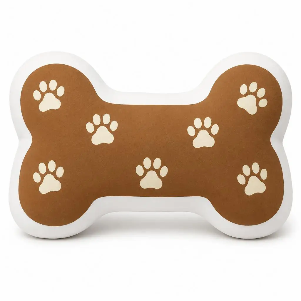 Brown Paw Dog Bone Cream Dog Lover Plush Pillow Cushion Funny Stuffed Throw Pillow Home Decor Gift Sofa Bed Pet Shop