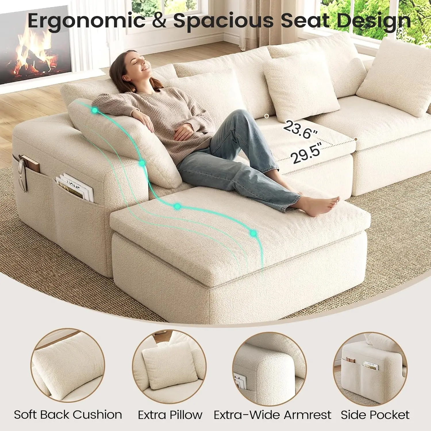 108-Inch Modular Cloud Sectional 6