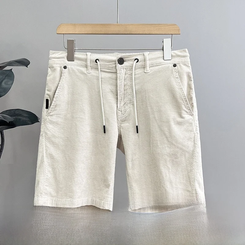 

Мужские вельветовые брюки цвета хаки в стиле ретро, летние повседневные свободные брюки прямого кроя, однотонные брюки со средней талией