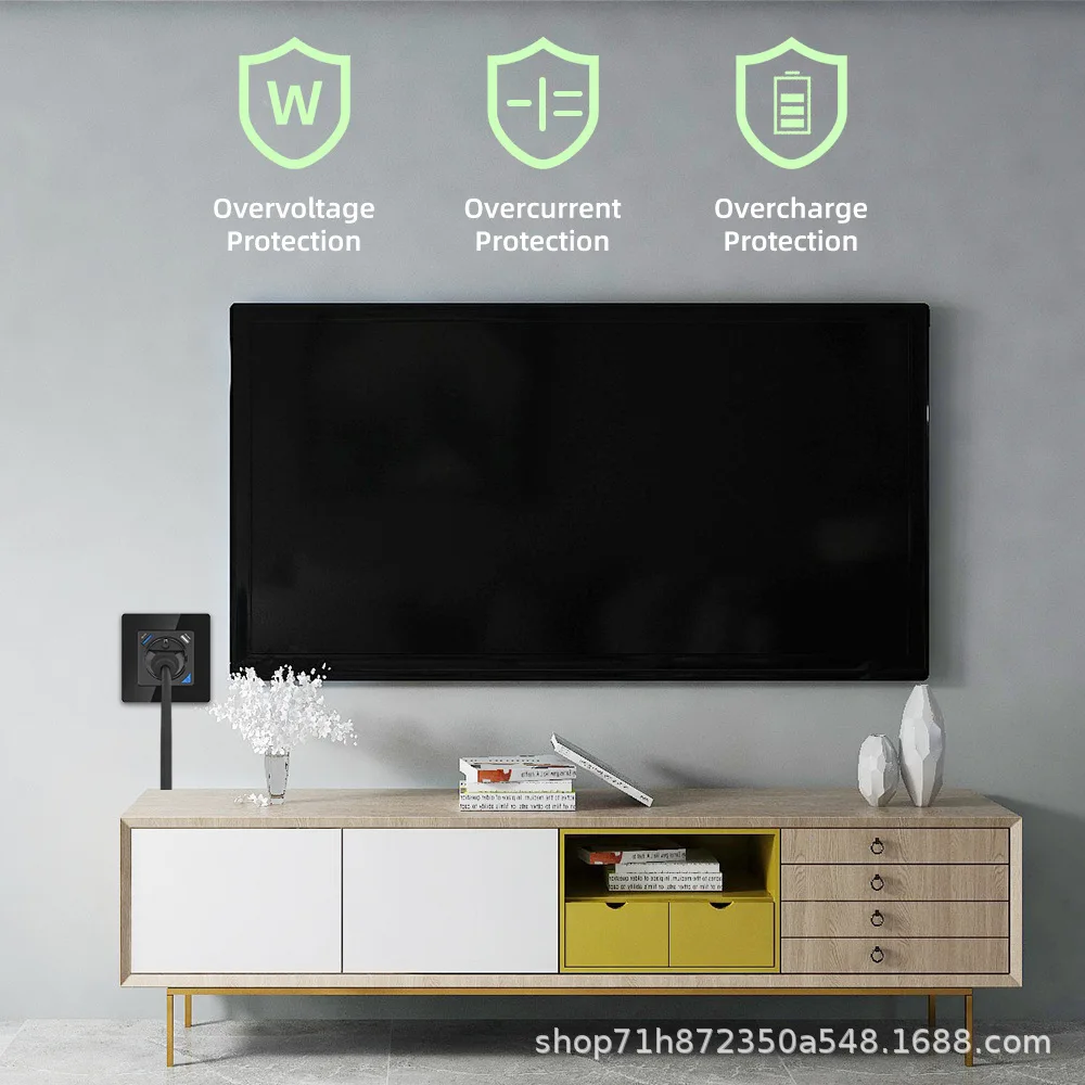 Inteligentne gniazdko USB zgodne z normą UE dla szybkiego ładowania Tuya PD20W Type-C, maksymalnie 16A. Regulacja inteligencji Wi-Fi w przełącznikach ściennej instalacji energetycznej