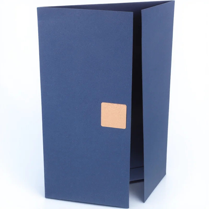 

Certificate Cover Blue Square Snap 3 Fold Pages Diploma Holder Protective Shell Document Paper Folder Award Case