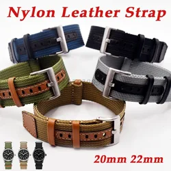 20mm 22mm Nylon Geniune Leather Strap for Hamilton Khaki Wristband Men Women Universal Military Sport Band for Huawei Gt2 Belt