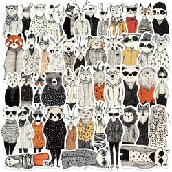 50Pcs Animals in Clothes Stickers Cartoon Mixed Animal Sticker Cute Toy Waterproof PVC Stickers Decoration Supplies