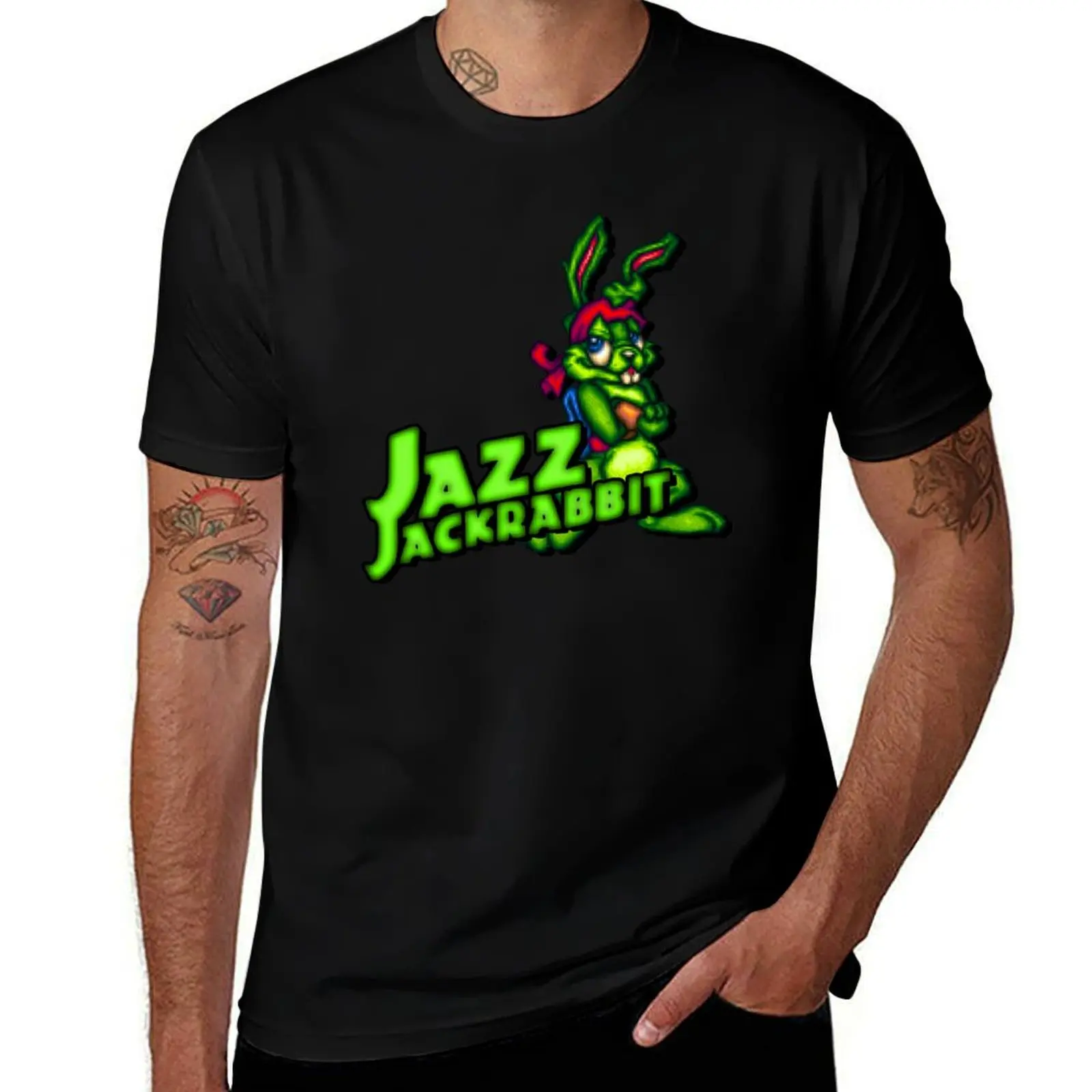 

Jazz Jackrabbit - Classic Sprite with Logo T-Shirt heavyweights boys animal print summer top oversized mens vintage t shirts