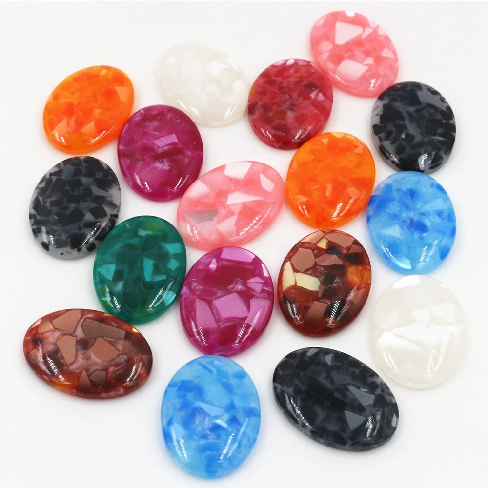 New Fashion 10pcs 18x25mm Mix Colors Artificial shells Flat Back Resin Flower Cabochons Cameo  G6-42