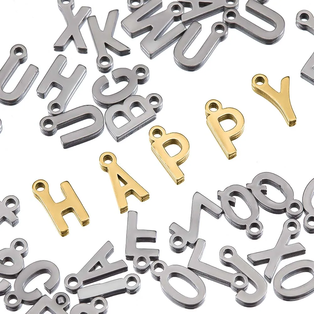 50pcs Mini A to Z Initial Charms Random Alphabet Pendants Stainless Steel Letter Charms DIY Earrings Necklaces Jewelry Making