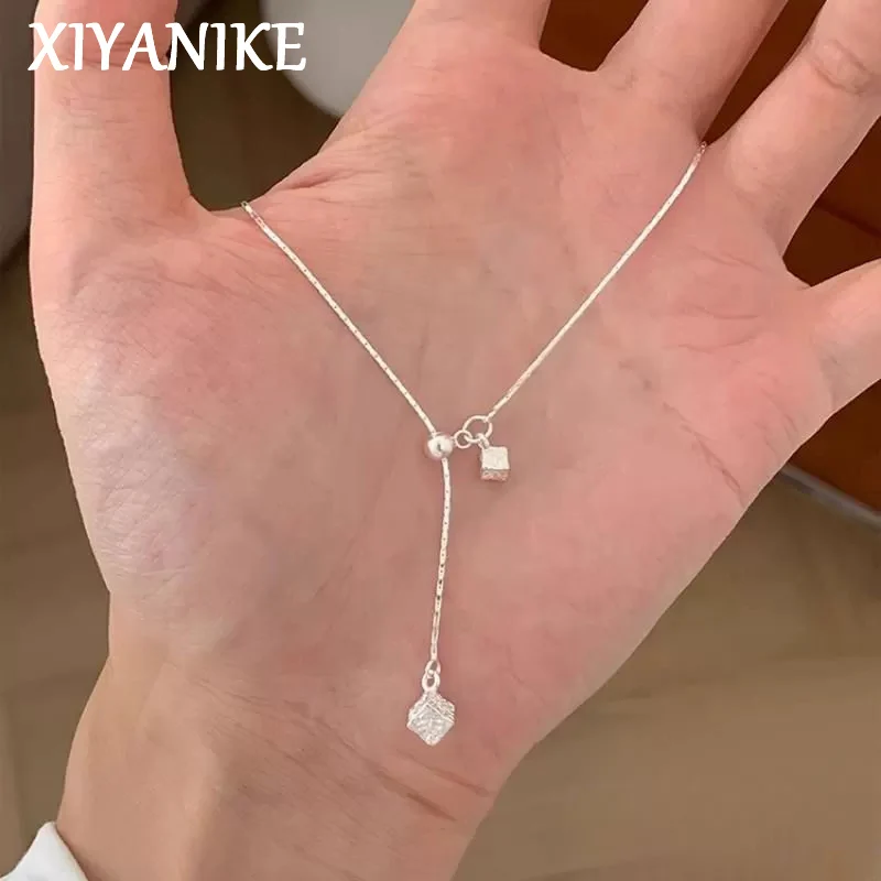 XIYANIKE Texture Block Pullable Sweater Chain Necklaces For Women Girl Vintage Fashion New Year Jewelry Gift Party колье
