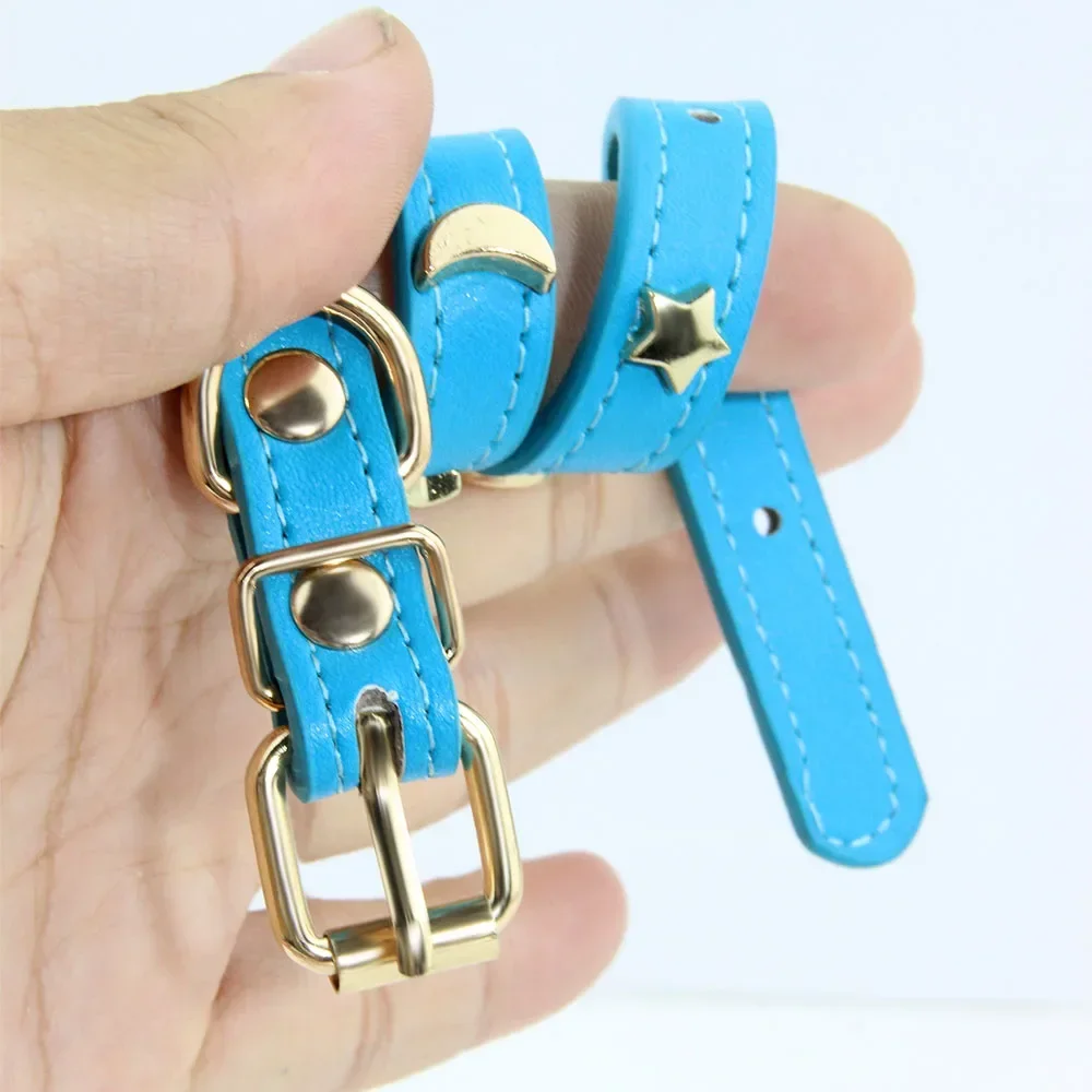 Cute Cat Collar Soft Leather Pet Collars For Small Dog Kitten Puppy Necklace Cat Accessories  Star Moon Rivets Decoration XS-M