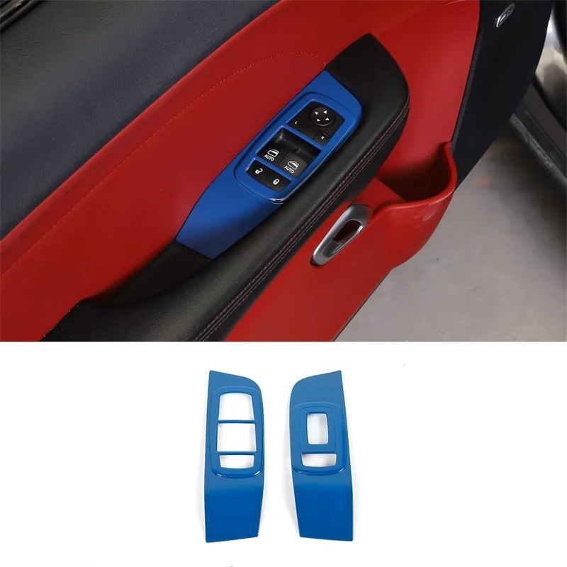 Car Inner Door Handle Cover Window Lift Switch Control Panel Decoration for Dodge Challenger 2015 Up Car Accessories