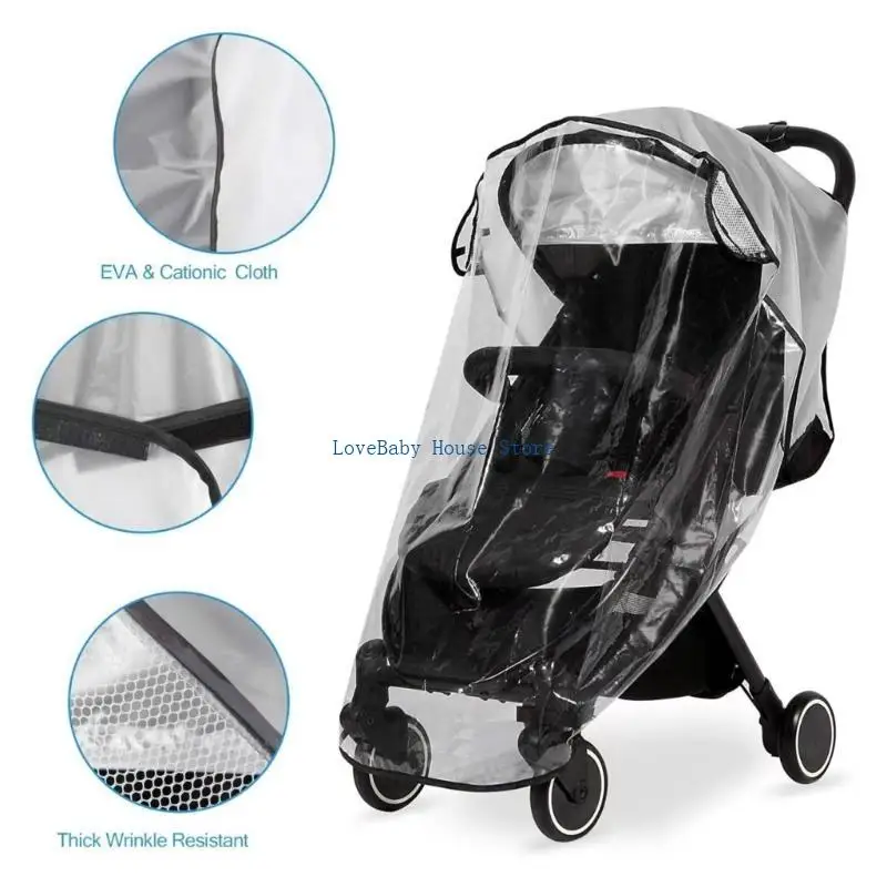 

BX0D PEVA Strollers Rain Cover 360 Degree Full Protections Dustproof Protector Case