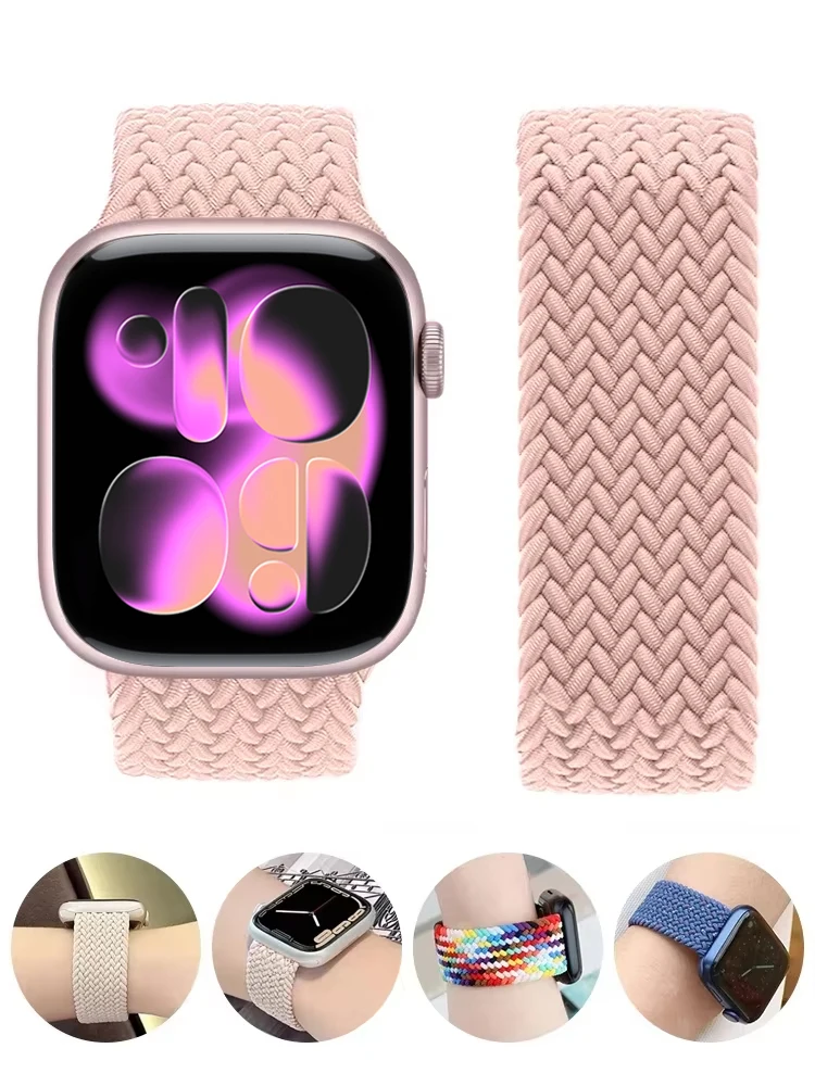 Braided Solo Strap For Apple Watch Band 44mm 40mm 45mm 49mm 41mm Nylon Correa Bracelet iWatch series 9 8 7 6 5 SE Ultra2 3 10 11 image 4