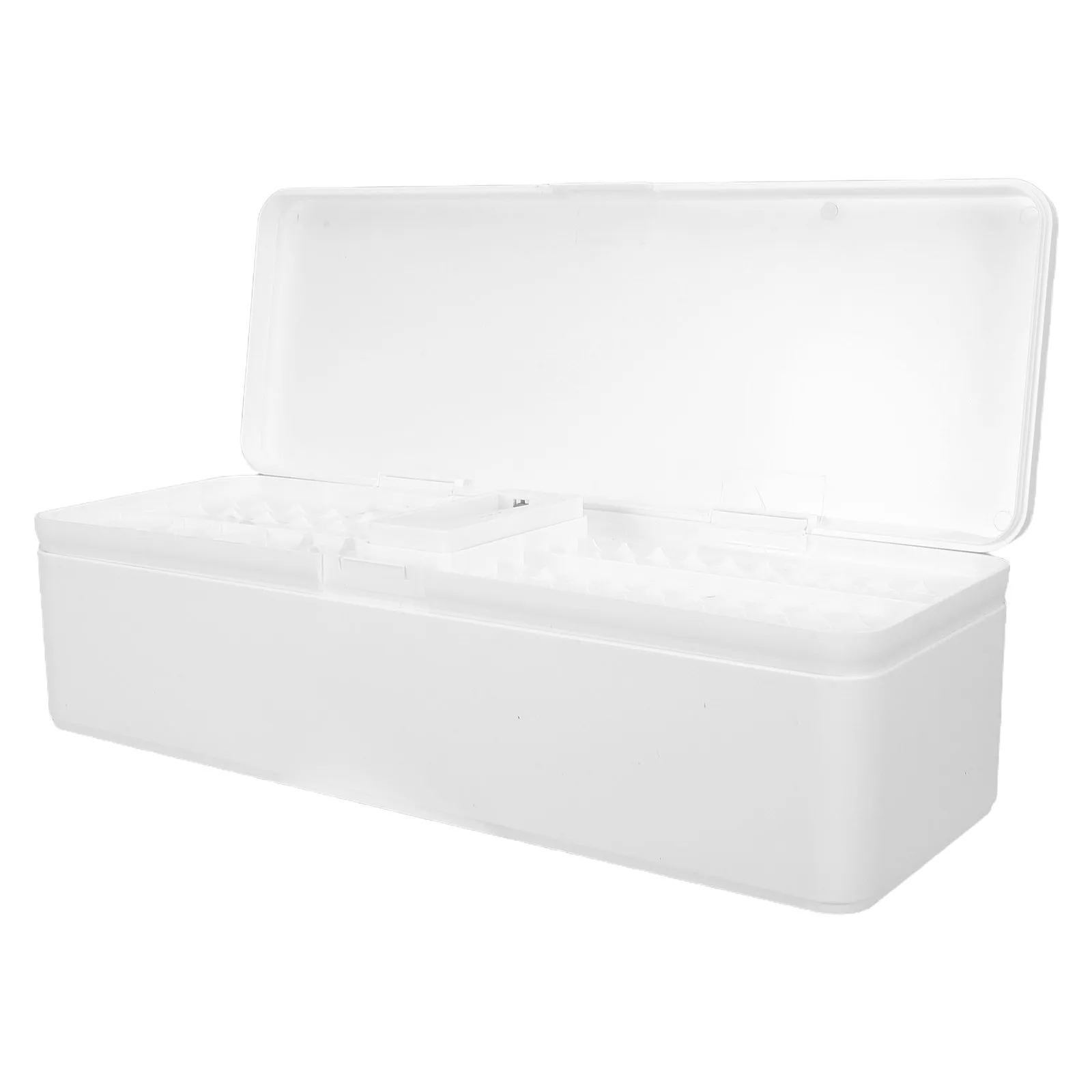 Battery Storage Organizer Case Compact Dual-Layer Aa Aaa Button Battery Holder Plastic Box for Home Office Travel Grey