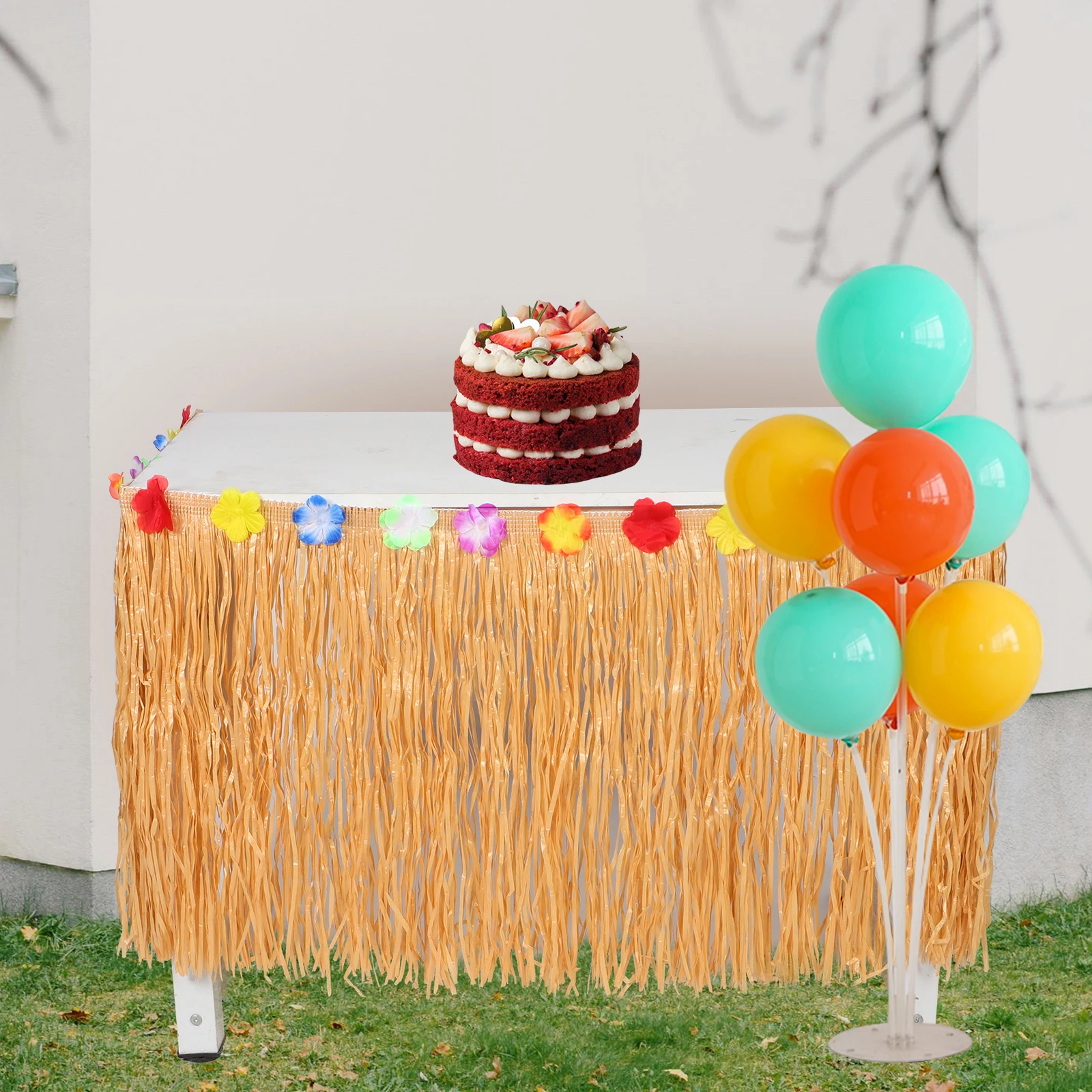 

Hawaiian Luau Party Table Skirt Fashionable Tropical Table Decoration Beach Birthday Party Supplies Hawaiian Luau Garland