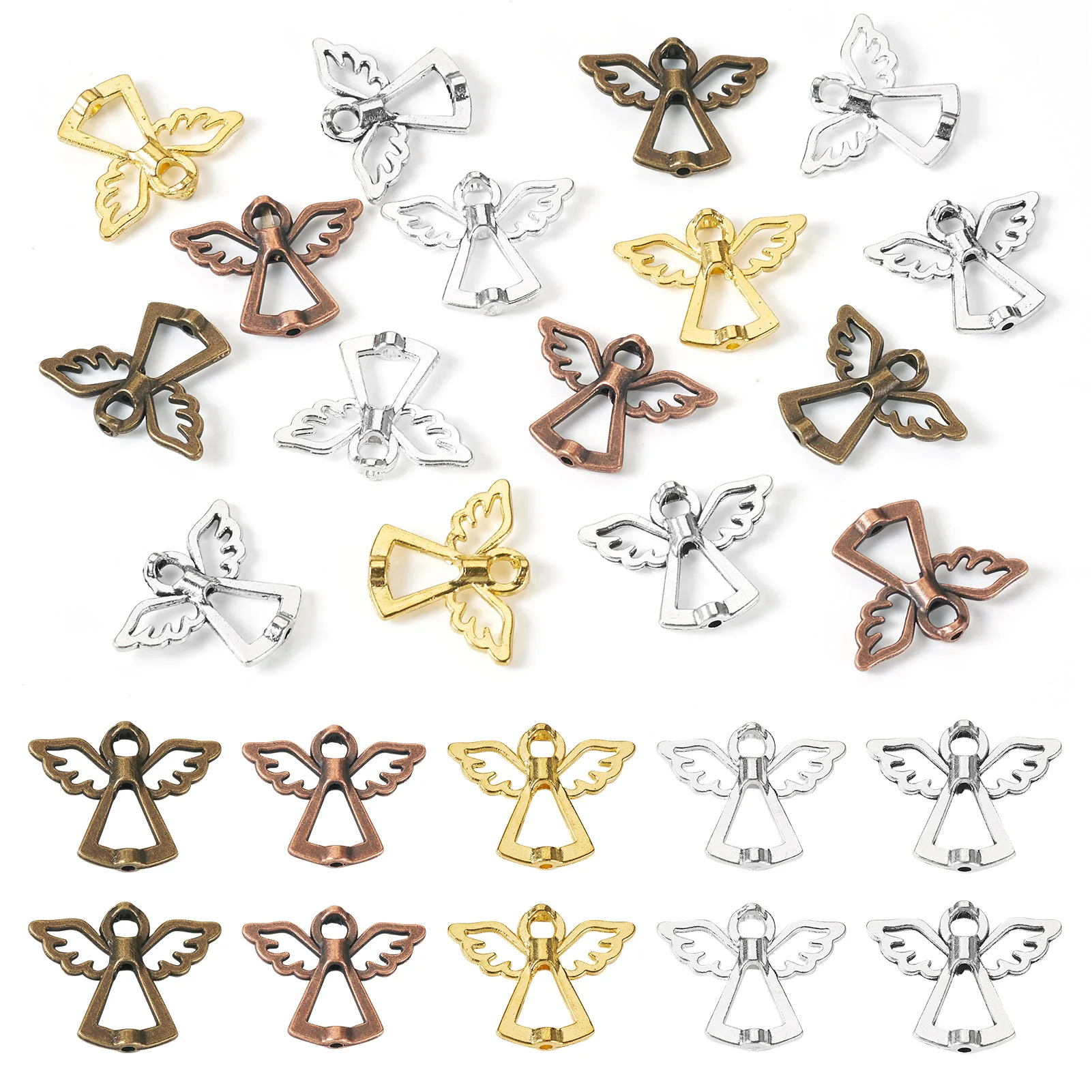 

30Pcs Tibetan Style Alloy Hollow Pendants Angel Mixed Color for Making DIY Jewelry Necklace Earring Bracelet Charm Craft Finding