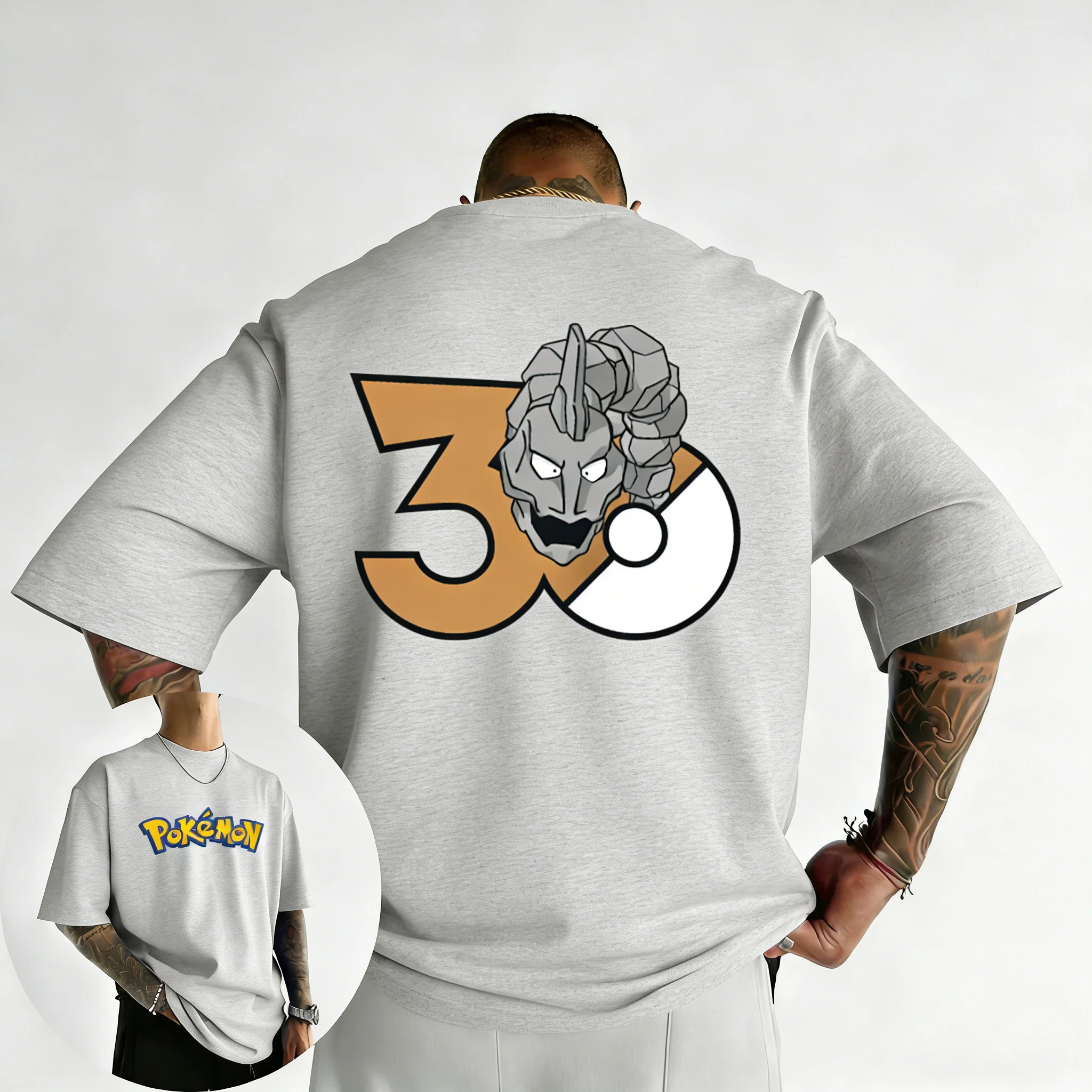 

Pok É Mon 30th Anniversary Steelix Printed T-shirt 2026 Summer Men's Women's Fashion Loose T-shirt Heavy Duty T-shirt Y2K