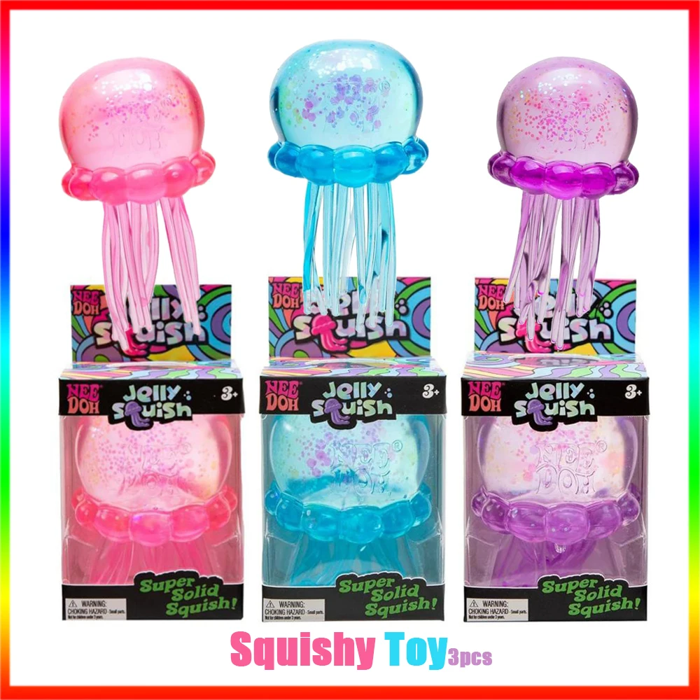 

Cute Jellyfish NeeDoh Squish Toy Soft Fuzz Ball Squeeze Sensory Fidget Toy Stress Relief Relax Fun Blind Box Gift