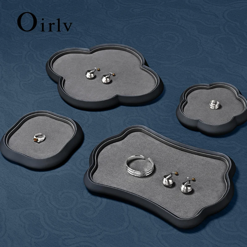 Oirlv New Jewelry Tray Chinese Style Jewelry Display Plate Gold Silver Jade Bracelet Jewelry Display Props Jewelry Viewing Tray