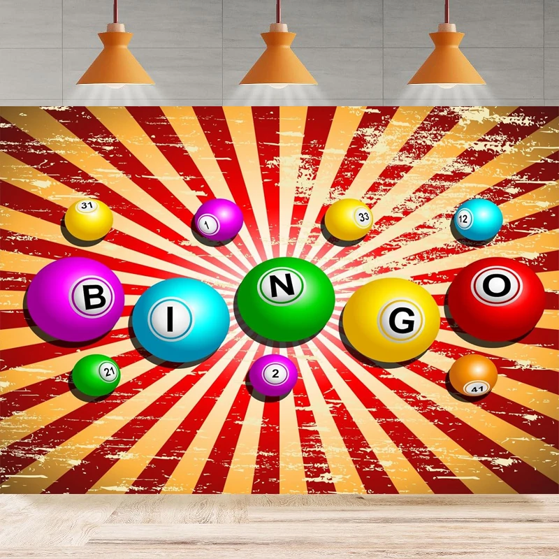 Photography Background Gaming Gamer Contest Bingo Night Casino Snooker Winning Ball Grungy Colorful Party Backdrop Wall Banner