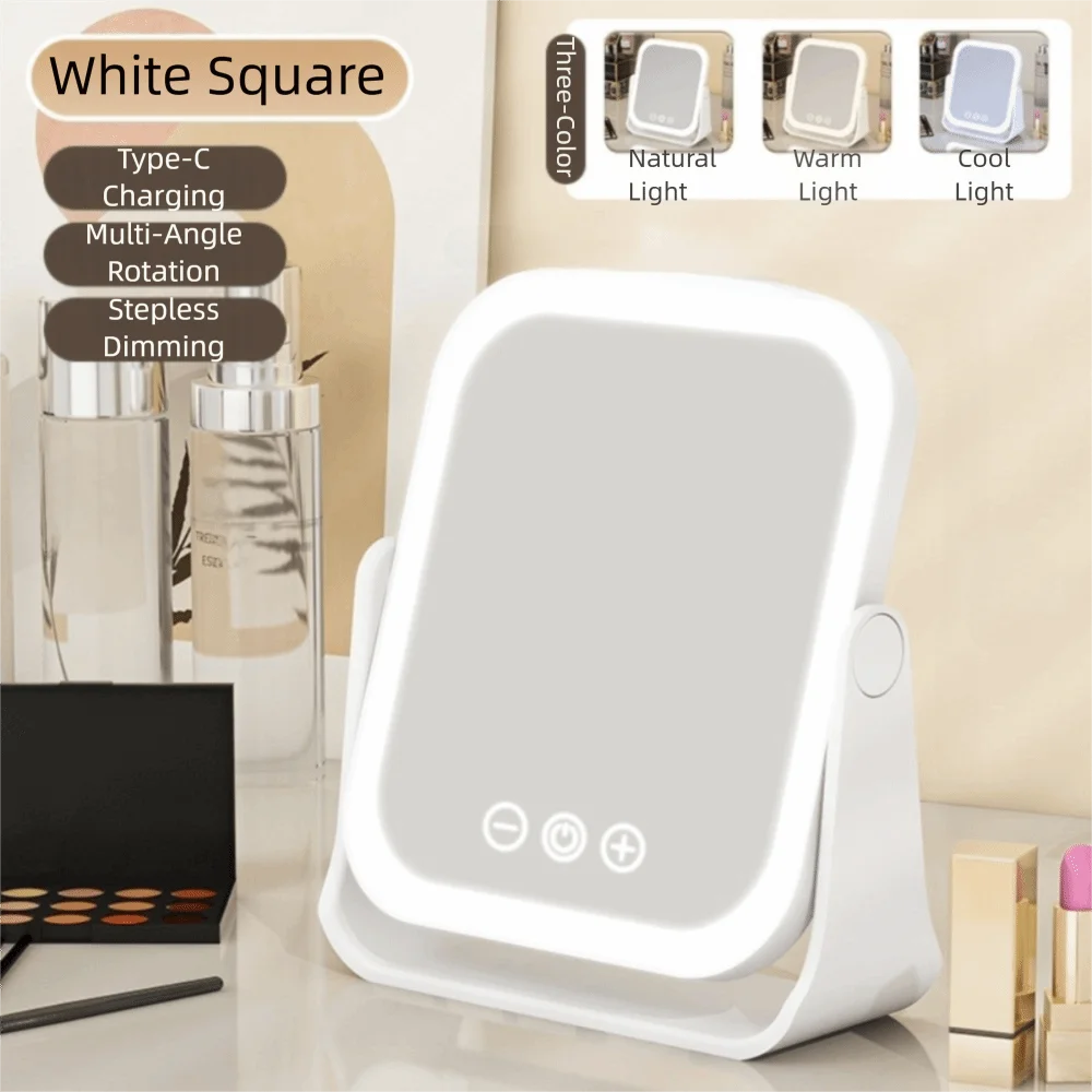 Specchio per trucco a LED a 3 colori Touch screen intelligente edversibile Specchi cosmetici Specchio ingranditore 5x dimmerabile elettrico con viaggio a LED