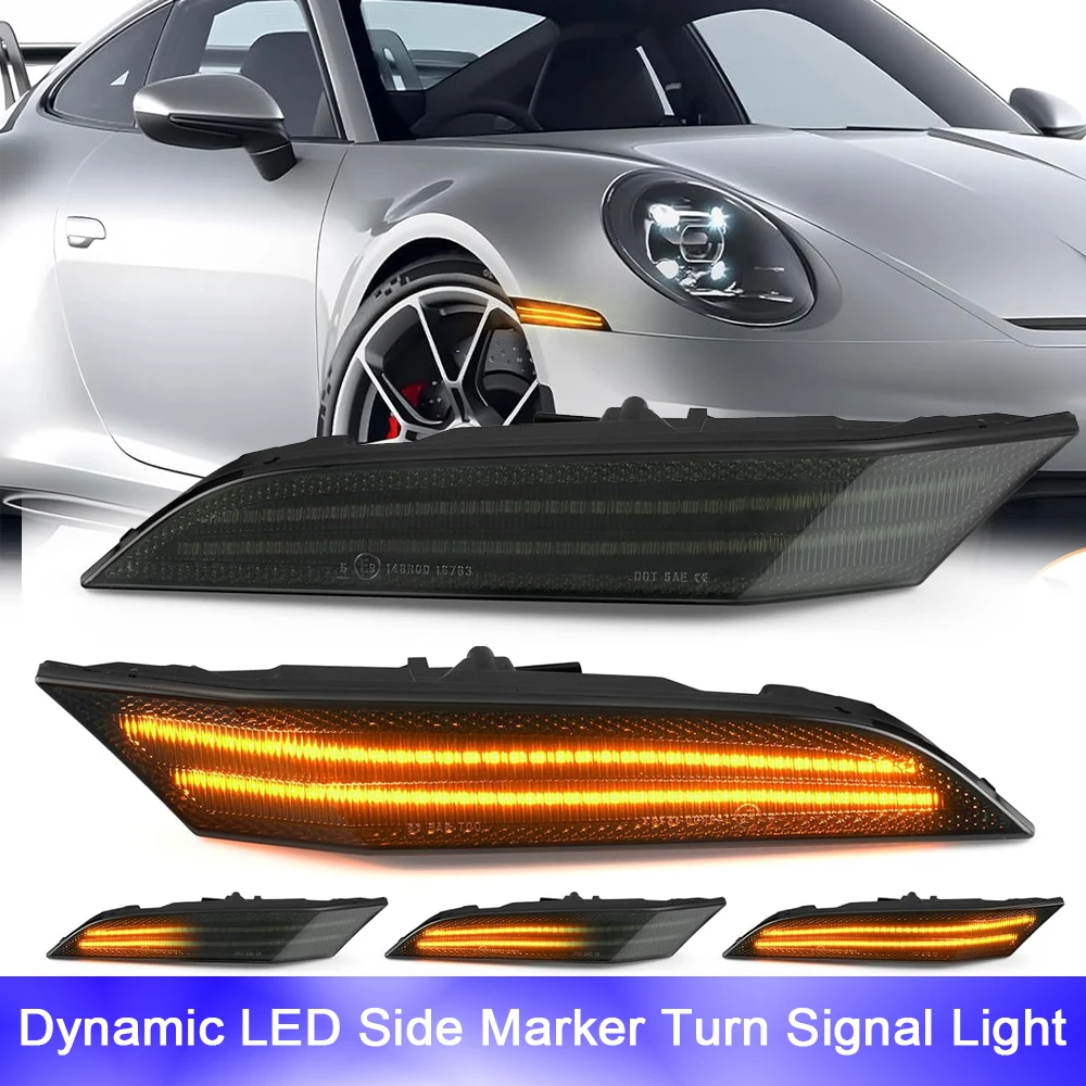 

LED Front Bumper Side Marker Turn Signal Light for Porsche 911 992 2019-2023 Car Styling Parking Indicator Stop Smoked Lamp