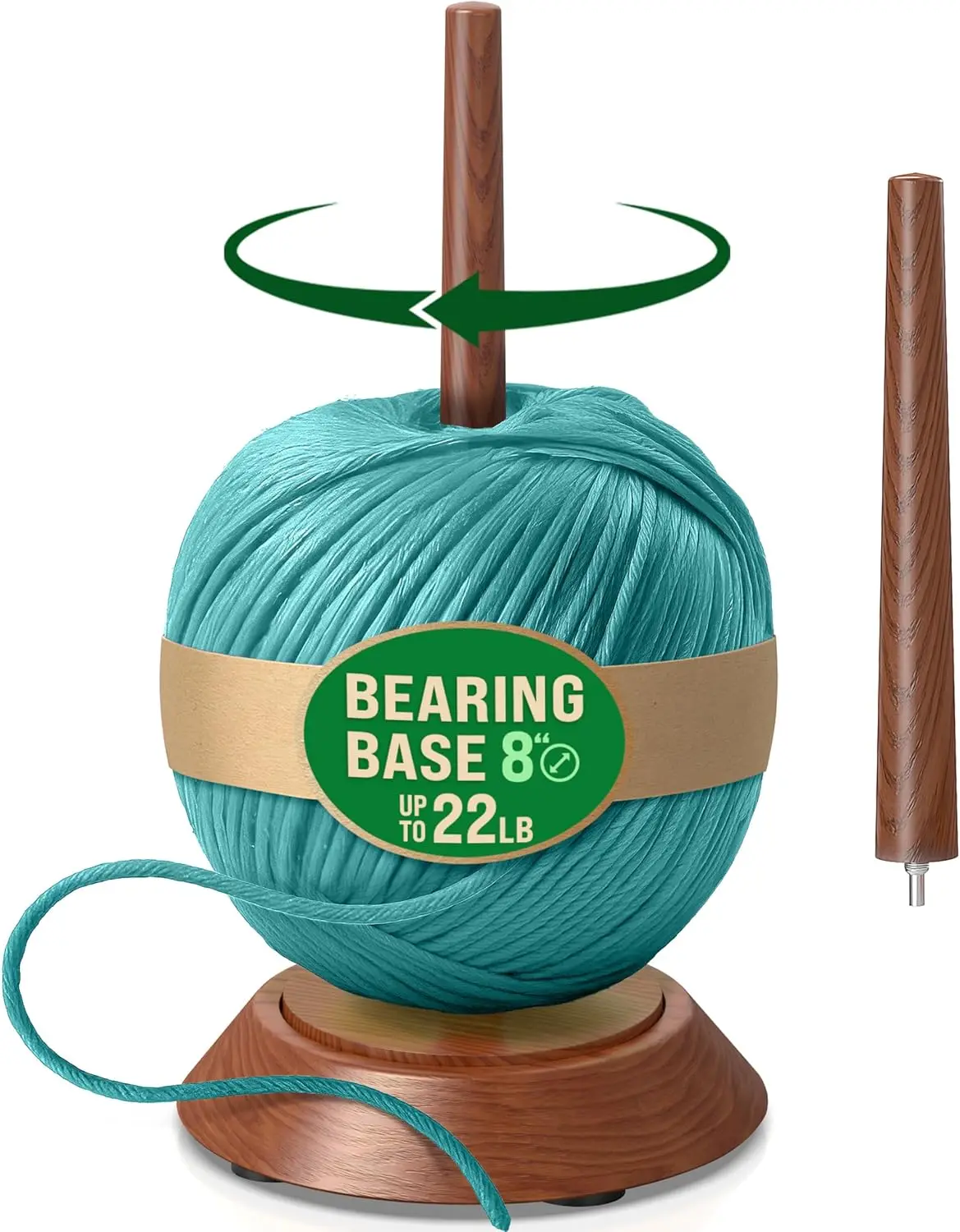 

Yarn Holder Set 22 Lb Capacity for Chunky Yarn with Extra Spindle, Smooth Bearing Spinner & Rubber Anti Slip Pads for Stability