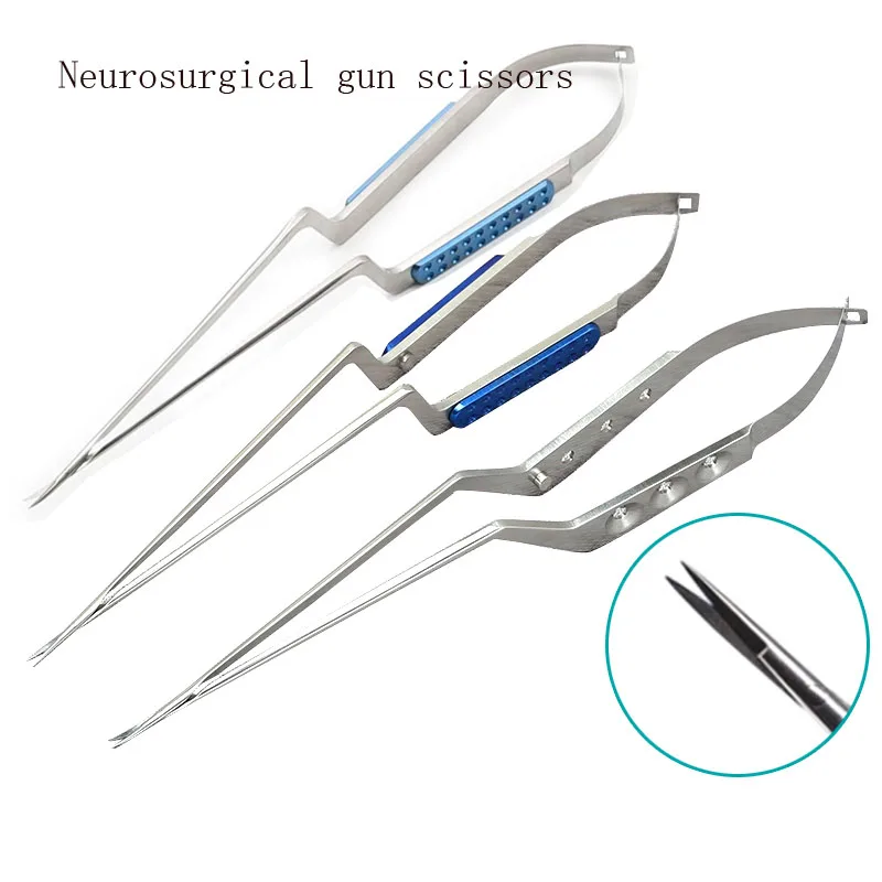 Aço inoxidável Tesoura Neurocirúrgica, Gun-Shaped Tesoura, Gun-Tipo, Reed Instrumento, Microscissors, Tesoura de tecido