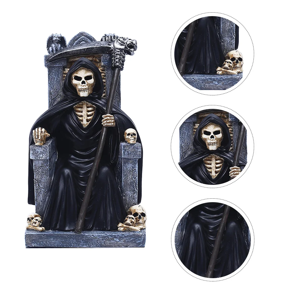 

1Pcs Skull Head Throne Resin Ornament Halloween Tabletop Decor Resin Craft Party Decoration Skull Head Throne Prop