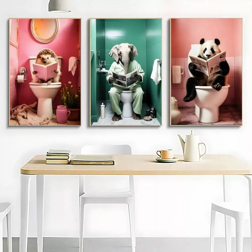 Chimpanzee Elephant Panda Animal Poster Canvas Painting Print For Home Living Room Bedroom Decorative Pictures