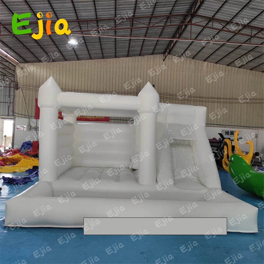 Uso comercial Casa de salto inflável branca, 3 em 1 Combo Jump 'n Slide, castelo insuflável para adultos e crianças, diversão ao ar livre, 15 pés