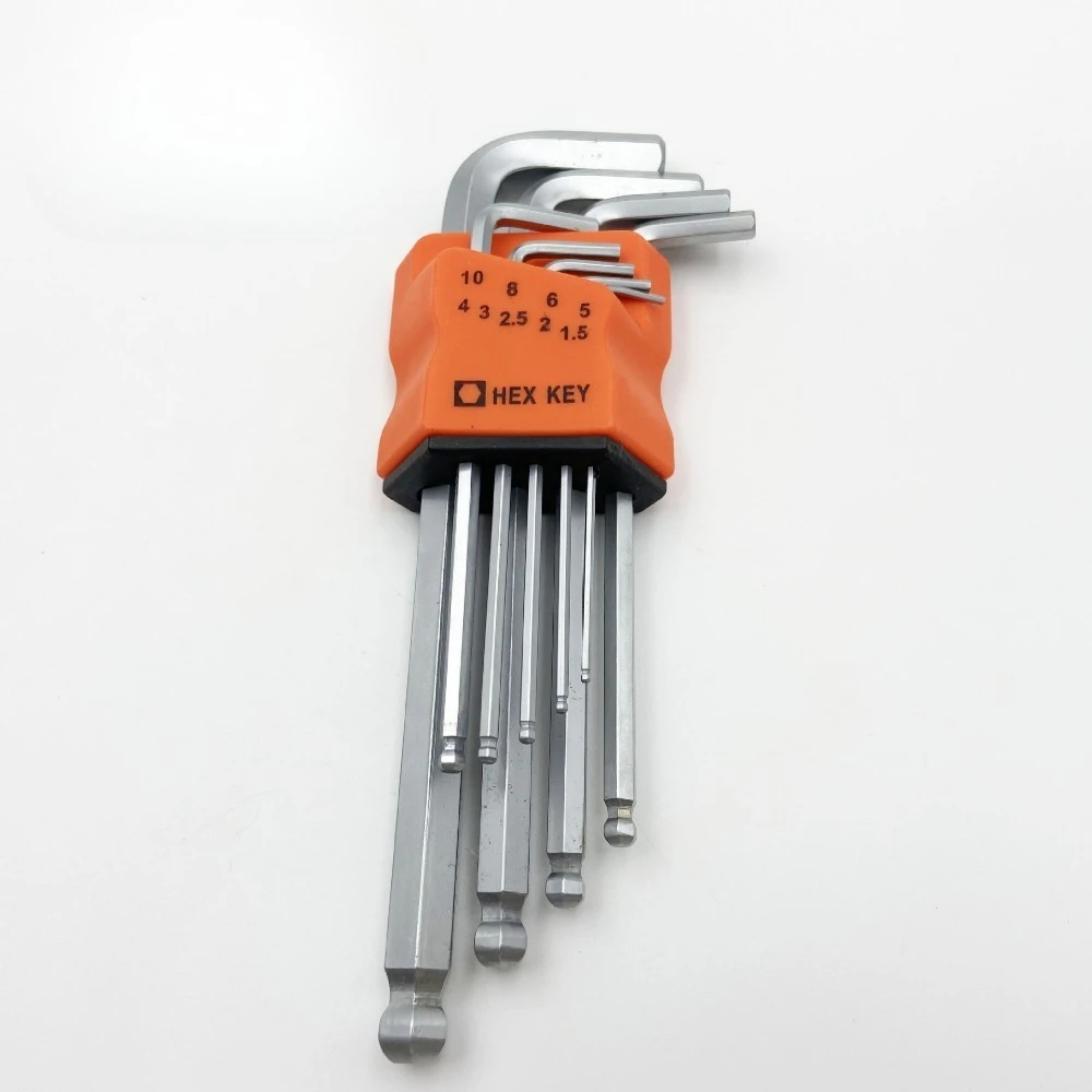 9-Piece Ball End Hex Key Set, L-Wrench Allen Key for Guitar Repair and Maintenance Tools