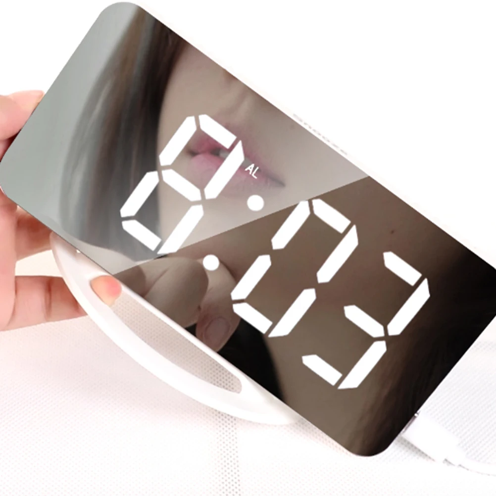 

Digital Vibration Loud Alarm Bedroom Clocks Mirror Design Alarm Clock Abs Waterproof Clear Mirror Stable Base Small Office Decor