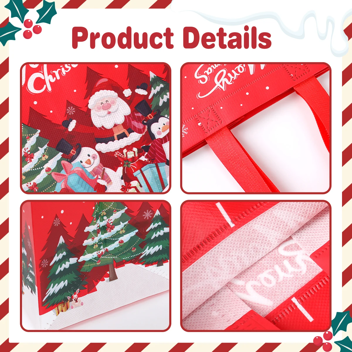Christmas Gift Bags Merry Christmas Decoration for Home 2024 Xmas Non-woven Gift Bags Ornament Navidad Natal New Year Gift 2025
