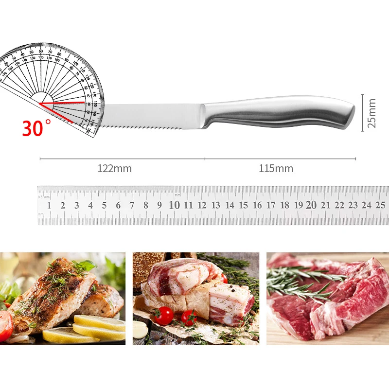 Stainless Steel Steak Knife 1/4/6/8-Piece Set with Serrated Blade Sharp for Use in the Kitchen on Meats, Bread, and Kitchen Kniv view 6