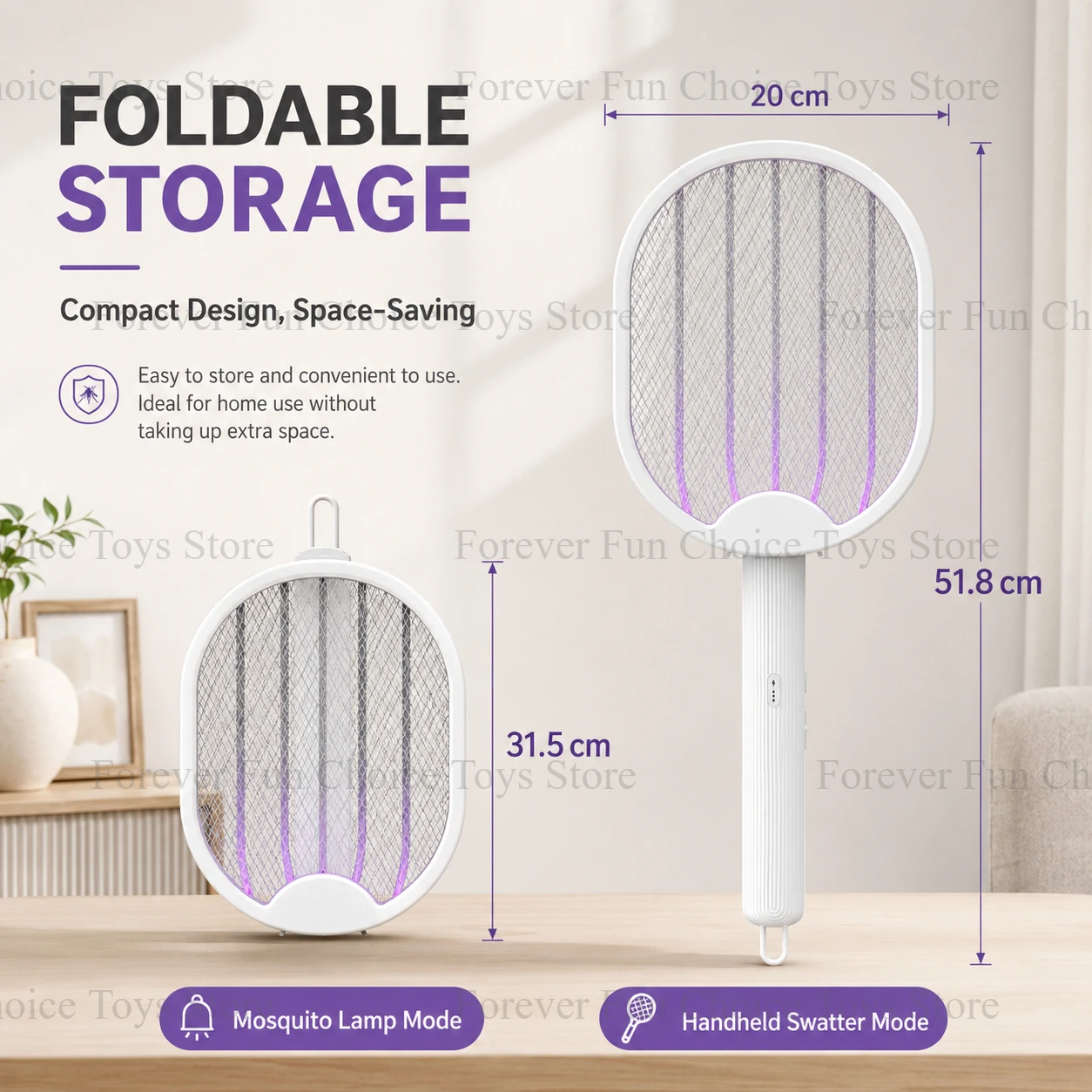 Electric Mosquito Killer Two-in-one Folding Mosquito-killing Swatter Type-C Charging 3000V Portable Handheld Mosquito Killer view 6