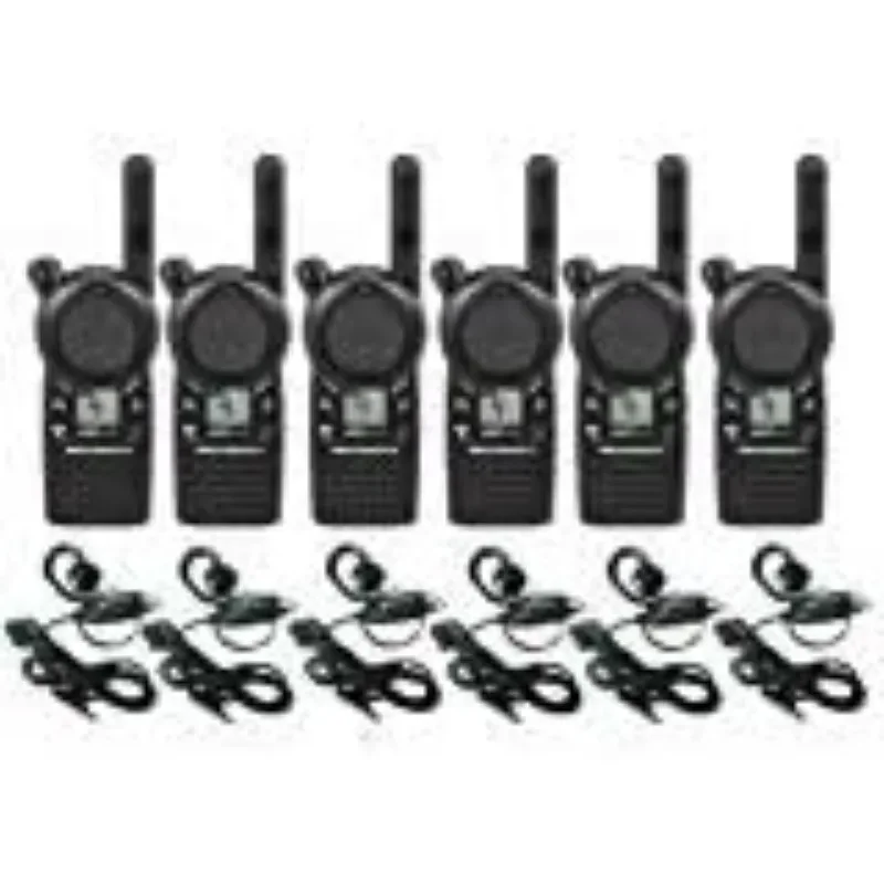 6 Pack of Motorola CLS1410 Walkie Talkie Radios with Headsets, Black