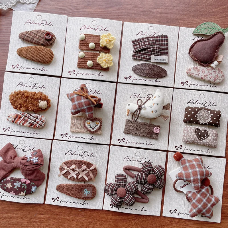 

Заколки для волос в клетку с бантом для девочек, тканевые мультяшные боковые заколки BB, 2 шт. в паре, милые заколки-зажимы для повседневного использования, аксессуары для волос