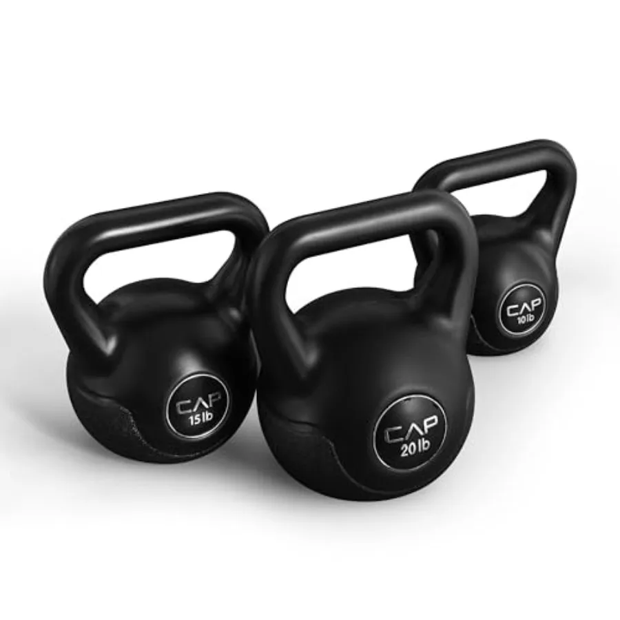 

45 LB Cement Kettlebell Set 10 lb 15 lb 20 lb Vinyl-Coated Kettlebells for Strength Training Cardio Cross Training Home Gym Wor