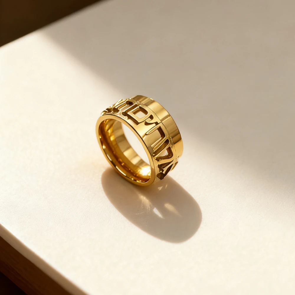 

Мужское настраиваемое ивритское кольцо диаметром 12 мм, массивное серебряное кольцо из нержавеющей стали в готическом стиле, персонализированный подарок для вечеринки, ювелирные изделия Иудаики