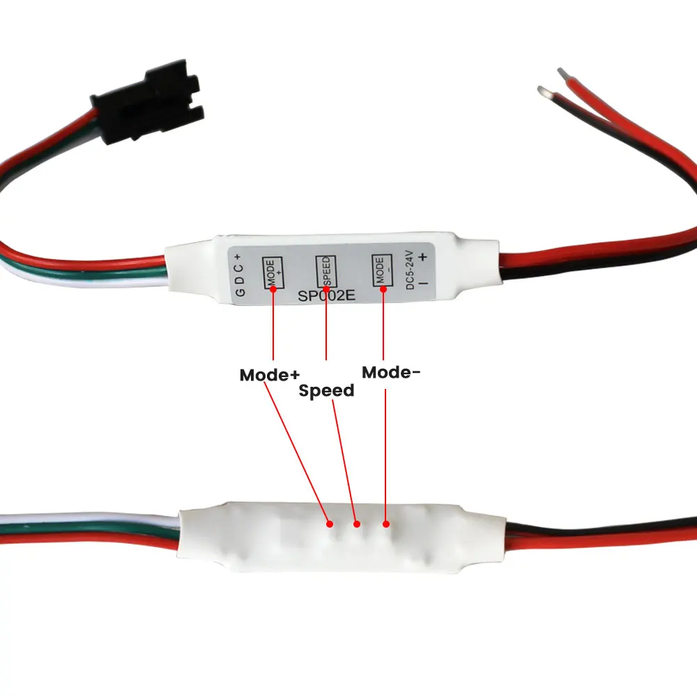 SP002E Mini 3Key LED Controller DC5-24V For RGBIC WS2812B WS2811 UCS1903 SK6812 Addressable Pixels LED Strip Lights 2048 Pixels