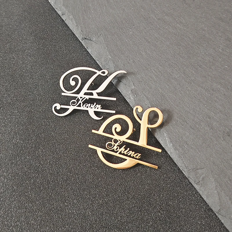 

Personalized Custom Initials Brooch for Women Jewelry Luxury Stainless Steel Pin Female Jewelry Wedding Accessories Wholesale